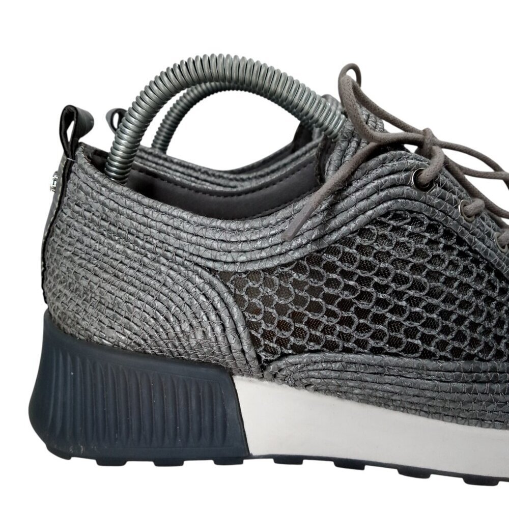 Sam Edelman Delma Gray Silver Mesh Sneakers Tennis Shoes Size 8 Low Top Raffia - Picture 14 of 15